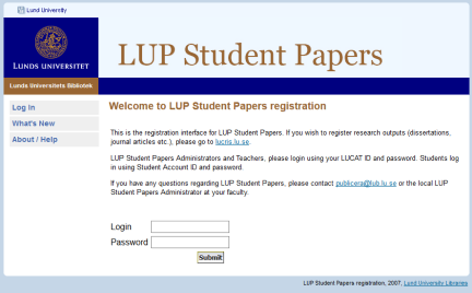 Screenshot LUP Student Papers