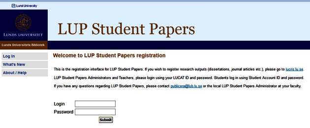 Skärmdump LUP Student Papers