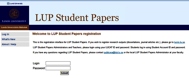 Screenshot LUP Student Papers